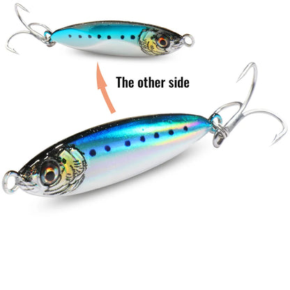 Metal Jig Lure 20g 30g 40g Spinner Spoon 3D Eye Color Laser Overlay Spinning Fishing Tackle Hook Swimbait Pesca Spinnerbait Bait