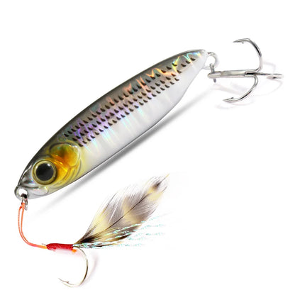 Feather Fishing Colorful Carbon Metal Jig Lure Spinning Spoon Artificial Bait Bass Hook of Minnow Sinking Casting Pesca Tackle