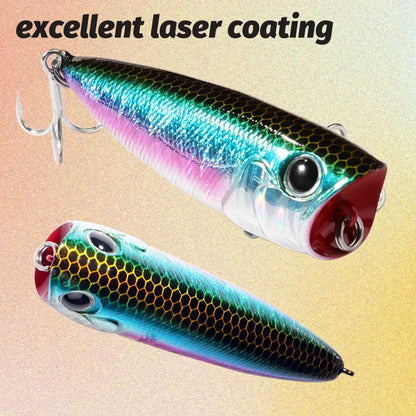 Top Water Popper 8g 6.5cm Lure Steel Ball Copper Ballast Balance Pesca Wobbler Floating Minnow Hook Tackle Rattle Cranbait Bait
