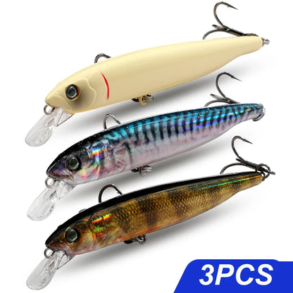 Suspend Fishing Lure 10g 10.2cm Minnow Treble Hooks Swimbait Kit Fishing Tackle Wobbler Rattle Cranbait Bait Pesca Jerkbaits