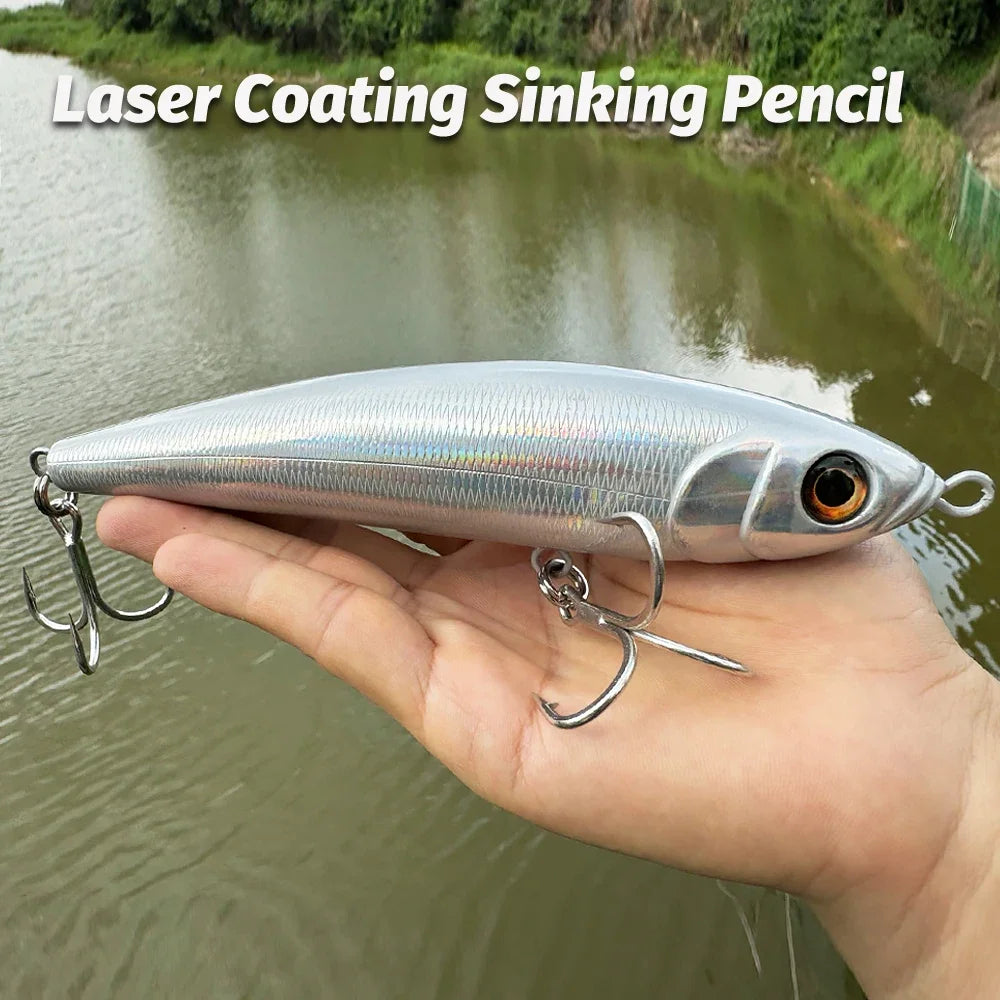 Big Sinking Pencil Lure 107g 18.5cm Fishing Jerkbait Hook Tuna Pesca Tackle Swimbait Cast Deep Floating Minnow Silicone Bait