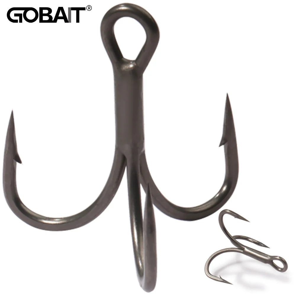 20PCS Teflon Treble Hooks – Sharp Barbed High Carbon Steel Fishing Hooks, Anti-Rust Nickel Coated, Sizes 2#–10# for Lure Fishing