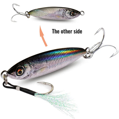 Metal Jig Lure 20g 30g 40g Spinner Spoon 3D Eye Color Laser Overlay Spinning Fishing Tackle Hook Swimbait Pesca Spinnerbait Bait