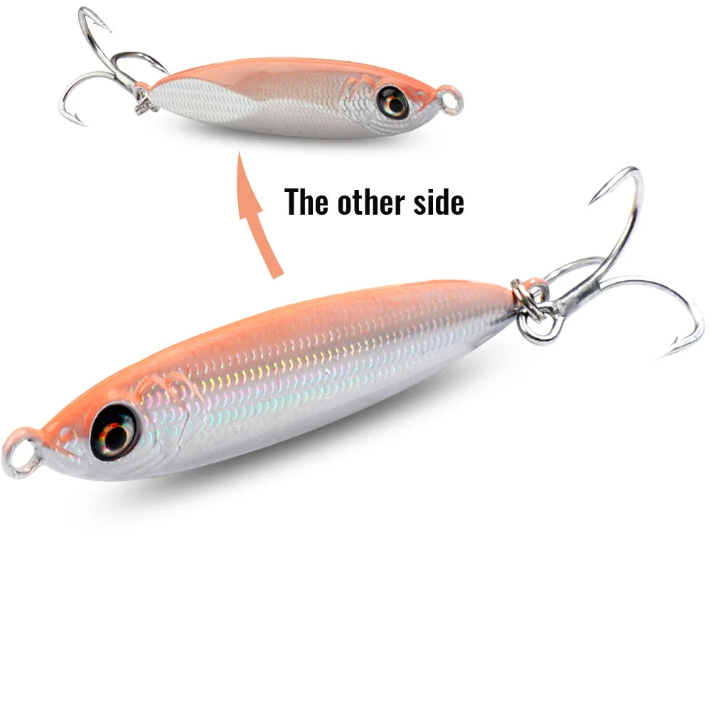 Metal Jig Lure 20g 30g 40g Spinner Spoon 3D Eye Color Laser Overlay Spinning Fishing Tackle Hook Swimbait Pesca Spinnerbait Bait