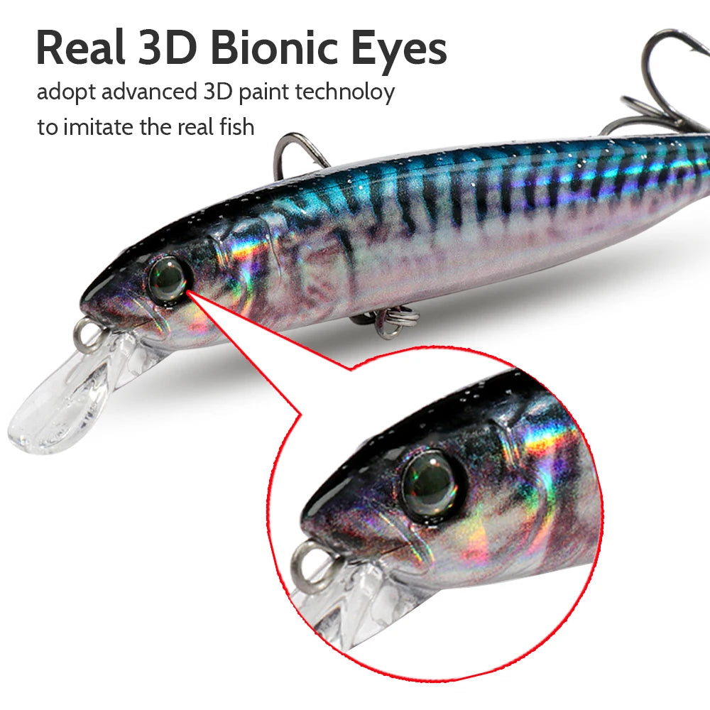 Suspend Fishing Lure 10g 10.2cm Minnow Treble Hooks Swimbait Kit Fishing Tackle Wobbler Rattle Cranbait Bait Pesca Jerkbaits