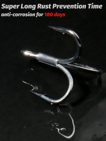 Treble Fishing Hooks – Sharp Barbed High Carbon Steel Hooks with Nickel Anti-Rust Coating, Sizes 2#–10# for Lures & Carp Fishing