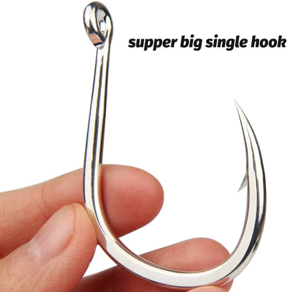 10PCS Heavy-Duty Circle Fishing Hooks – 1/0 to 7/0 Barbed Steel Alloy Big Fish Hooks, Anti-Rust & Ultra Sharp for Tuna & Saltwater Fishing
