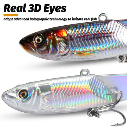 Metal Jig VIB Lure 20g 30g 40g Spinner Spoon 3D Eye Color Laser Spinning Fishing Tackle Hook Swimbait Pesca Spinnerbait Bait