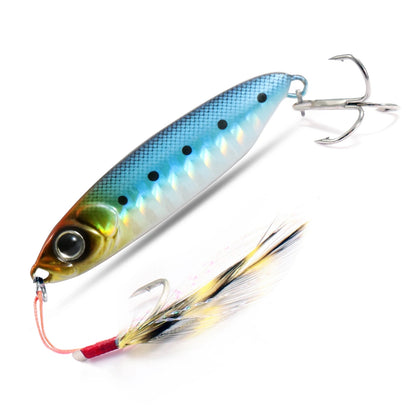 Feather Fishing Colorful Carbon Metal Jig Lure Spinning Spoon Artificial Bait Bass Hook of Minnow Sinking Casting Pesca Tackle