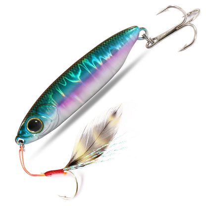 Feather Fishing Colorful Carbon Metal Jig Lure Spinning Spoon Artificial Bait Bass Hook of Minnow Sinking Casting Pesca Tackle