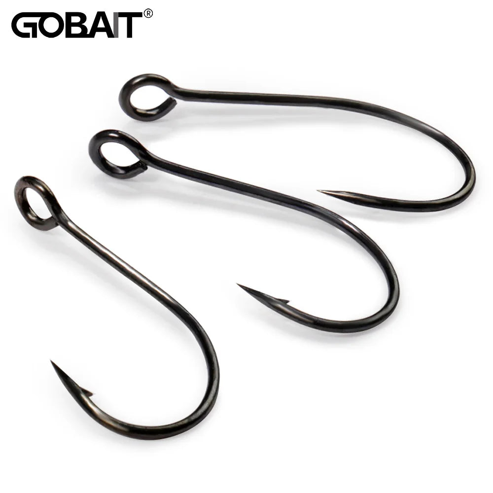 20PCS Big Eye Single Hooks – Sharp Barbed Carbon Steel Circle Fishing Hooks for Worms, Lures & Fly Fishing (Size 2#–10#)