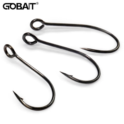 20PCS Big Eye Single Hooks – Sharp Barbed Carbon Steel Circle Fishing Hooks for Worms, Lures & Fly Fishing (Size 2#–10#)