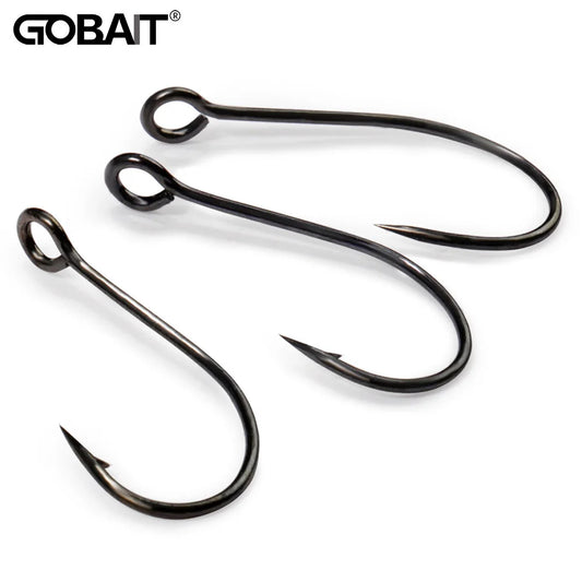 20PCS Big Eye Single Hooks – Sharp Barbed Carbon Steel Circle Fishing Hooks for Worms, Lures & Fly Fishing (Size 2#–10#)