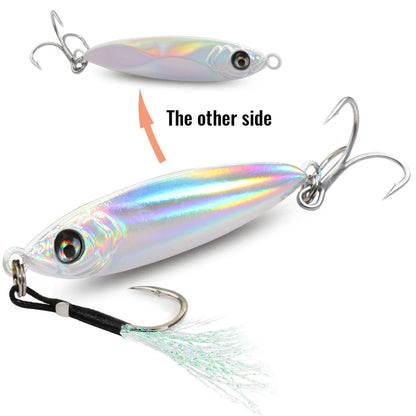 Metal Jig Lure 20g 30g 40g Spinner Spoon 3D Eye Color Laser Overlay Spinning Fishing Tackle Hook Swimbait Pesca Spinnerbait Bait