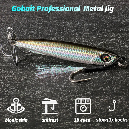 GOBAIT Metal Jig Lure 10g 20 30g 40g Spinner Spoon 3D Eye Color Spinning Fishing Tackle Popper Gear Hook Swimbait Pesca Bait