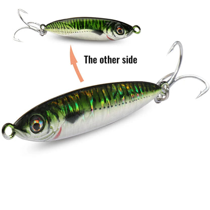 Metal Jig Lure 20g 30g 40g Spinner Spoon 3D Eye Color Laser Overlay Spinning Fishing Tackle Hook Swimbait Pesca Spinnerbait Bait