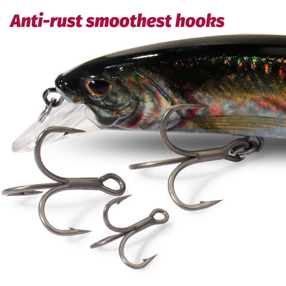 20PCS Teflon Treble Hooks – Sharp Barbed High Carbon Steel Fishing Hooks, Anti-Rust Nickel Coated, Sizes 2#–10# for Lure Fishing