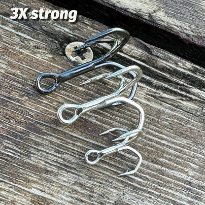 Treble Fishing Hooks – High Strength Barbed Nickel Anti-Rust Hooks, Sizes 2#–12# for Saltwater & Lure Fishing