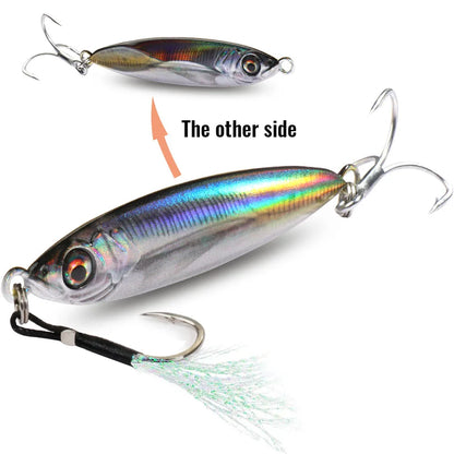 Metal Jig Lure 20g 30g 40g Spinner Spoon 3D Eye Color Laser Overlay Spinning Fishing Tackle Hook Swimbait Pesca Spinnerbait Bait