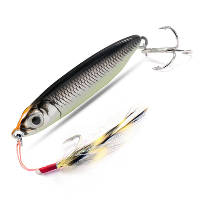 Feather Fishing Colorful Carbon Metal Jig Lure Spinning Spoon Artificial Bait Bass Hook of Minnow Sinking Casting Pesca Tackle