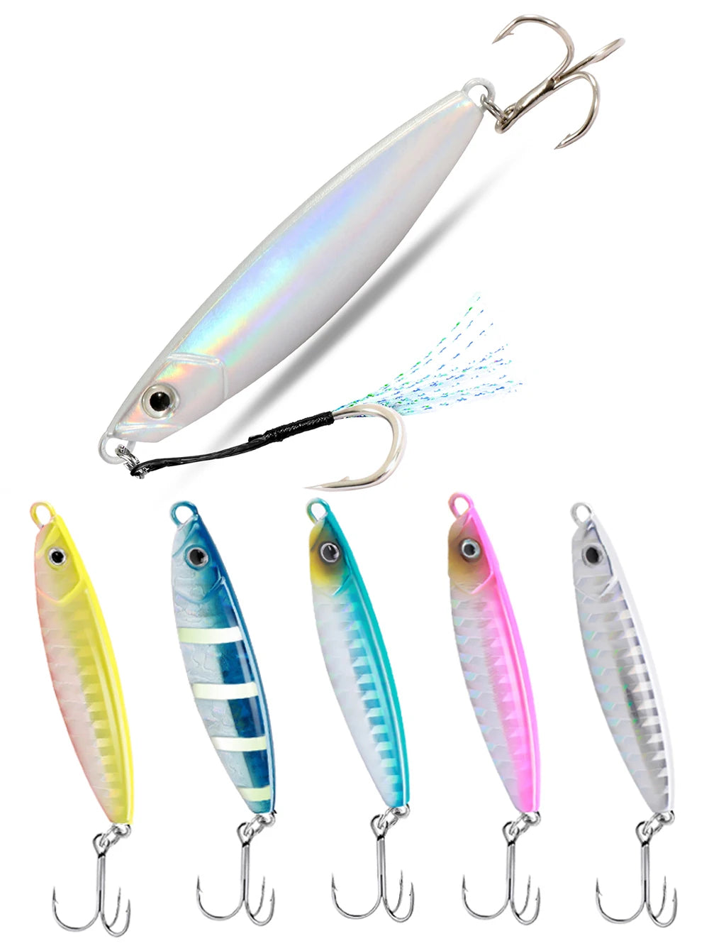 Metal Fishing Lure 10g 15g 20g Shore Cast Hook Swimbait Spoon Jig Artificial Bait Laser Cover Pike Trout Pesca Spinning Tackle