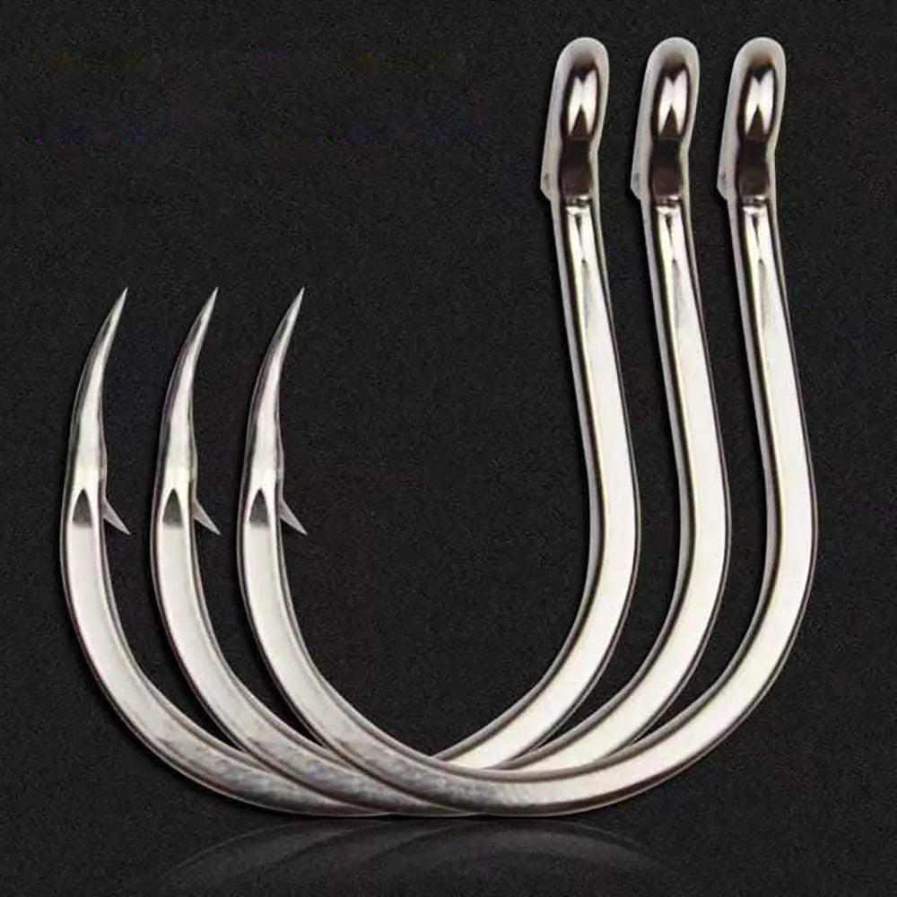 10PCS Heavy-Duty Circle Fishing Hooks – 1/0 to 7/0 Barbed Steel Alloy Big Fish Hooks, Anti-Rust & Ultra Sharp for Tuna & Saltwater Fishing