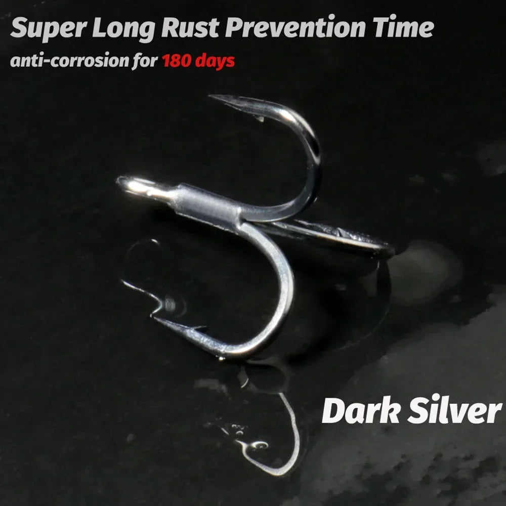 Treble Fishing Hooks – Sharp Barbed High Carbon Steel Hooks with Nickel Anti-Rust Coating, Sizes 2#–10# for Lures & Carp Fishing
