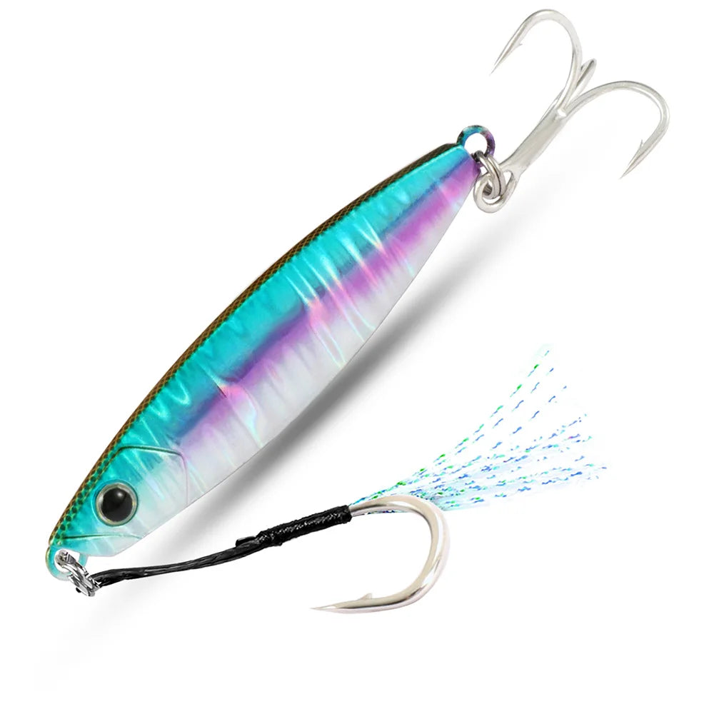 Metal Fishing Lure 10g 15g 20g Shore Cast Hook Swimbait Spoon Jig Artificial Bait Laser Cover Pike Trout Pesca Spinning Tackle
