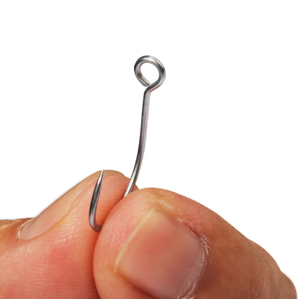 20PCS Big Eye Single Hooks – Sharp Barbed Carbon Steel Circle Fishing Hooks for Worms, Lures & Fly Fishing (Size 2#–10#)