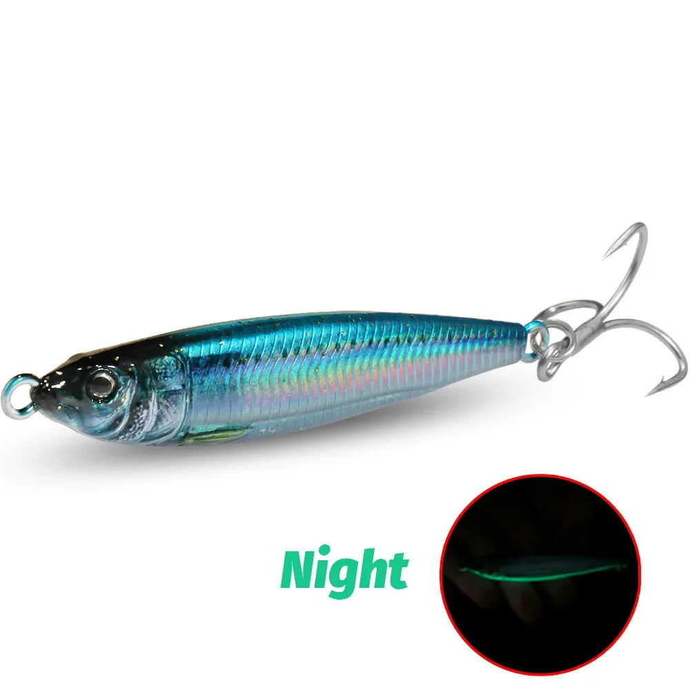 Metal Jig Lure 20g 30g 40g 3D Printed Fast Sinking  Fishing Tackle Blade Hook Swimbait Pesca VIB Bait