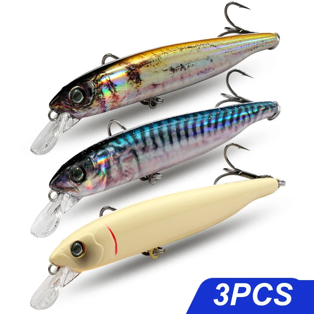 Suspend Fishing Lure 10g 10.2cm Minnow Treble Hooks Swimbait Kit Fishing Tackle Wobbler Rattle Cranbait Bait Pesca Jerkbaits