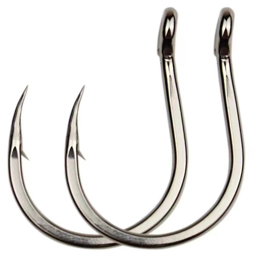 10PCS Heavy-Duty Circle Fishing Hooks – 1/0 to 7/0 Barbed Steel Alloy Big Fish Hooks, Anti-Rust & Ultra Sharp for Tuna & Saltwater Fishing