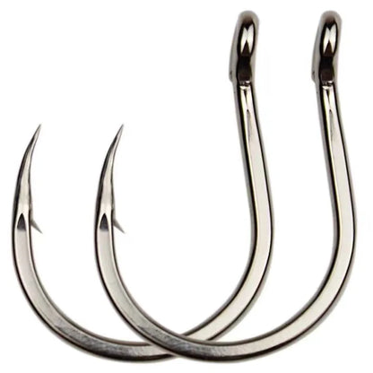 10PCS Heavy-Duty Circle Fishing Hooks – 1/0 to 7/0 Barbed Steel Alloy Big Fish Hooks, Anti-Rust & Ultra Sharp for Tuna & Saltwater Fishing