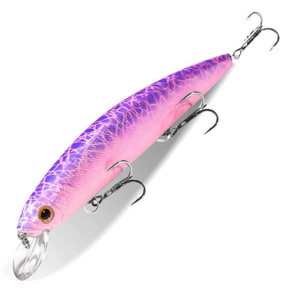 GOBAIT Floating Minnow 14cm 24g Top Water Fishing Lure Weight System HardBait Suspending Wobbler 3 Treble Hooks Jerk Bait 0-1.5m