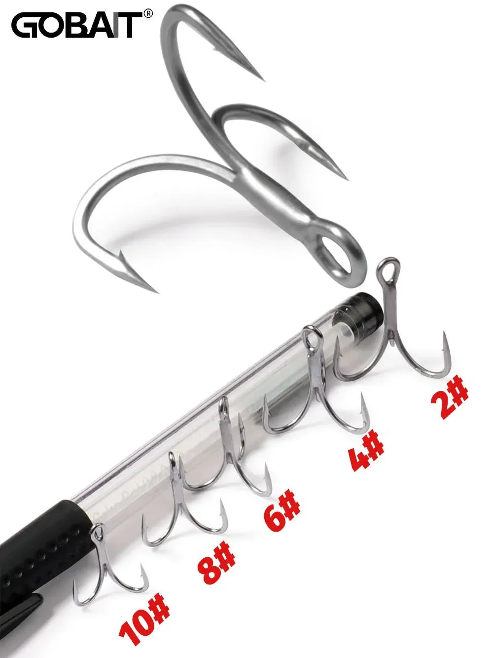 Treble Fishing Hooks – Sharp Barbed High Carbon Steel Hooks with Nickel Anti-Rust Coating, Sizes 2#–10# for Lures & Carp Fishing