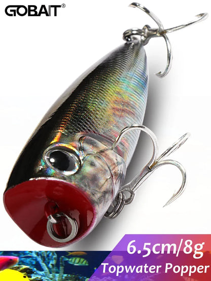 Top Water Popper 8g 6.5cm Lure Steel Ball Copper Ballast Balance Pesca Wobbler Floating Minnow Hook Tackle Rattle Cranbait Bait