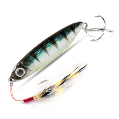 Feather Fishing Colorful Carbon Metal Jig Lure Spinning Spoon Artificial Bait Bass Hook of Minnow Sinking Casting Pesca Tackle