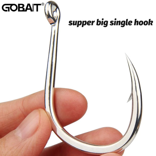 10PCS Heavy-Duty Circle Fishing Hooks – 1/0 to 7/0 Barbed Steel Alloy Big Fish Hooks, Anti-Rust & Ultra Sharp for Tuna & Saltwater Fishing