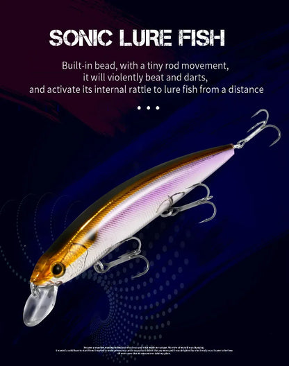GOBAIT Floating Minnow 14cm 24g Top Water Fishing Lure Weight System HardBait Suspending Wobbler 3 Treble Hooks Jerk Bait 0-1.5m