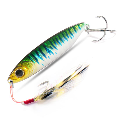 Feather Fishing Colorful Carbon Metal Jig Lure Spinning Spoon Artificial Bait Bass Hook of Minnow Sinking Casting Pesca Tackle