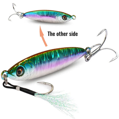 Metal Jig Lure 20g 30g 40g Spinner Spoon 3D Eye Color Laser Overlay Spinning Fishing Tackle Hook Swimbait Pesca Spinnerbait Bait