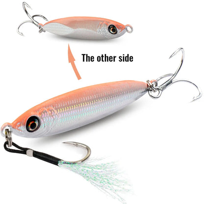 Metal Jig Lure 20g 30g 40g Spinner Spoon 3D Eye Color Laser Overlay Spinning Fishing Tackle Hook Swimbait Pesca Spinnerbait Bait