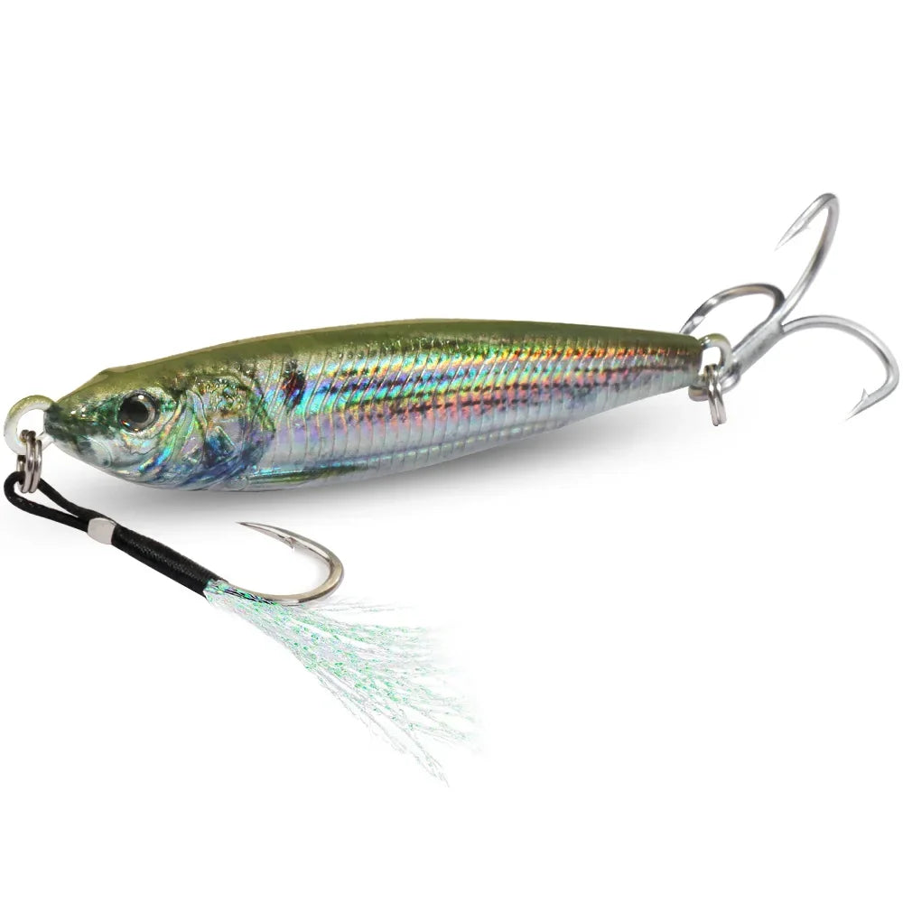 Metal Jig Lure 20g 30g 40g 3D Printed Fast Sinking  Fishing Tackle Blade Hook Swimbait Pesca VIB Bait