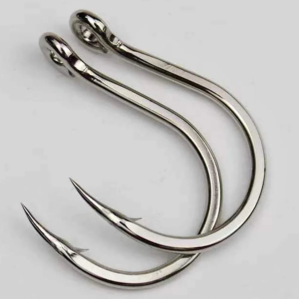 10PCS Heavy-Duty Circle Fishing Hooks – 1/0 to 7/0 Barbed Steel Alloy Big Fish Hooks, Anti-Rust & Ultra Sharp for Tuna & Saltwater Fishing
