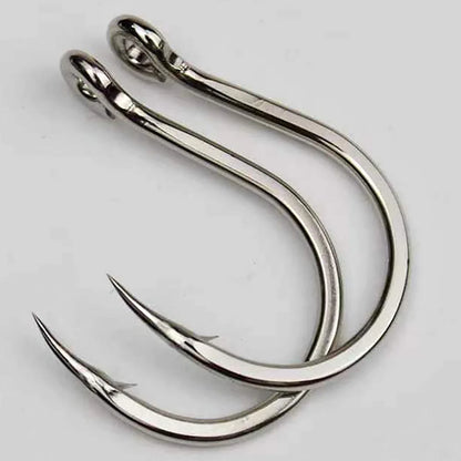 10PCS Heavy-Duty Circle Fishing Hooks – 1/0 to 7/0 Barbed Steel Alloy Big Fish Hooks, Anti-Rust & Ultra Sharp for Tuna & Saltwater Fishing
