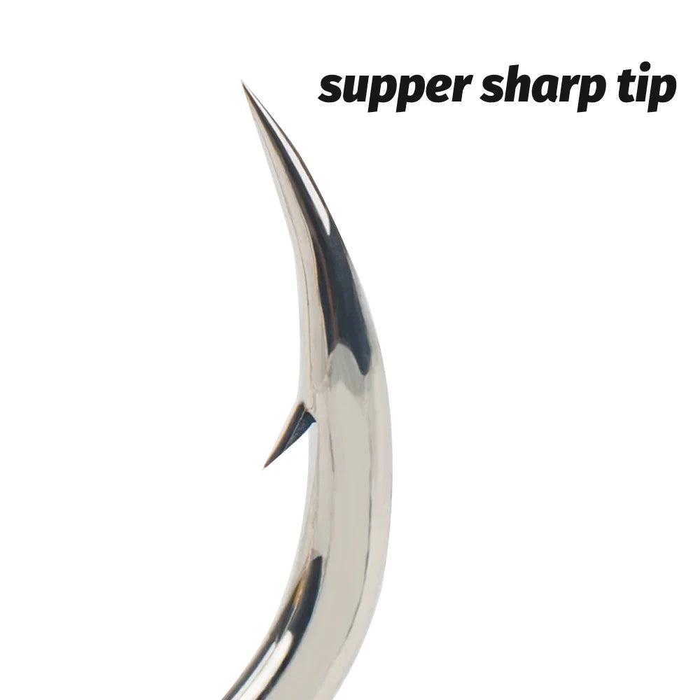 10PCS Heavy-Duty Circle Fishing Hooks – 1/0 to 7/0 Barbed Steel Alloy Big Fish Hooks, Anti-Rust & Ultra Sharp for Tuna & Saltwater Fishing