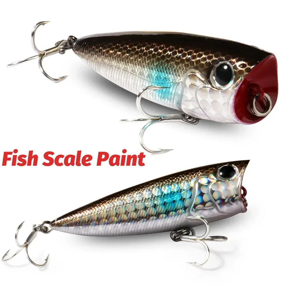 Top Water Popper 8g 6.5cm Lure Steel Ball Copper Ballast Balance Pesca Wobbler Floating Minnow Hook Tackle Rattle Cranbait Bait