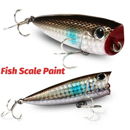 Top Water Popper 8g 6.5cm Lure Steel Ball Copper Ballast Balance Pesca Wobbler Floating Minnow Hook Tackle Rattle Cranbait Bait