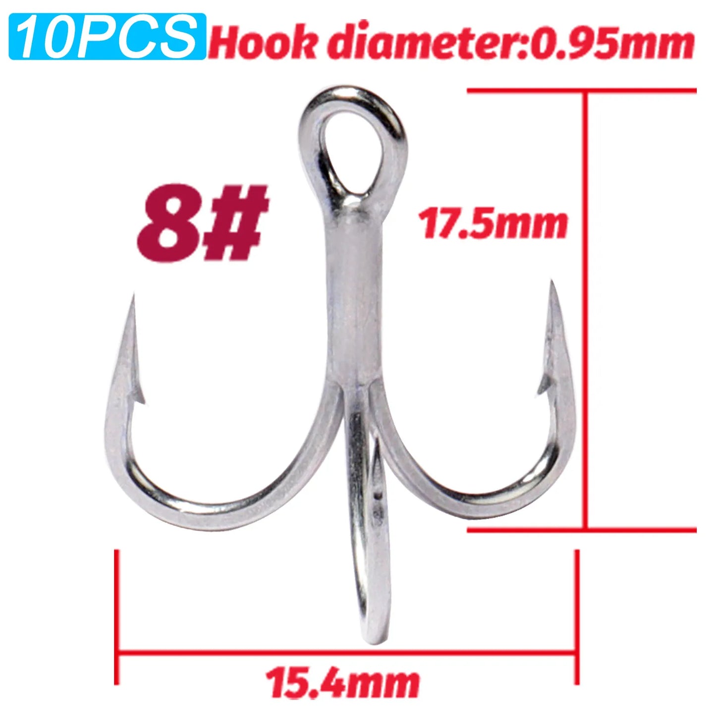 Treble Fishing Hooks – Sharp Barbed High Carbon Steel Hooks with Nickel Anti-Rust Coating, Sizes 2#–10# for Lures & Carp Fishing