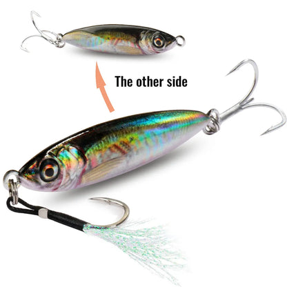 Metal Jig Lure 20g 30g 40g Spinner Spoon 3D Eye Color Laser Overlay Spinning Fishing Tackle Hook Swimbait Pesca Spinnerbait Bait